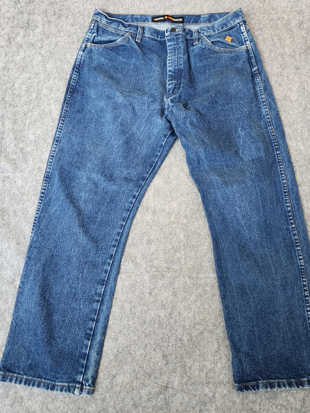 Wrangler FR Jeans Men's 38x30 (36x30) Blue Denim Original Fit HRC2/2112 Work